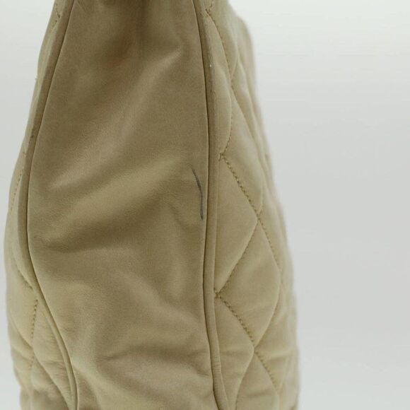 CHANEL Matelasse Chain Shoulder Bag Lamb Skin Beige CC - Picture 14 of 15